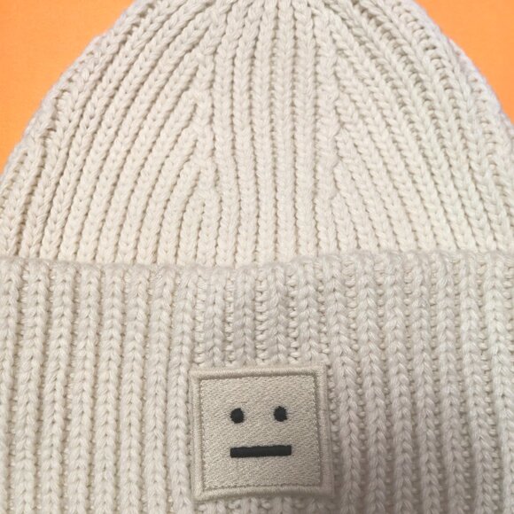 Acne Studios Pansy N Face White Wool Beanie - Picture 5 of 5